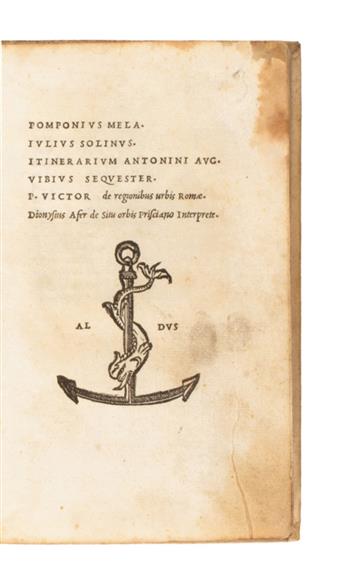 TRAVEL  MELA, POMPONIUS; et al. Pomponius Mela. Julius Solinus. Itinerarium Antonini Aug. Vibius Sequester [etc.].  1518